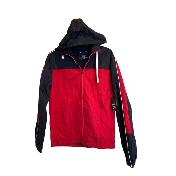 New Men's size Small Xersion Windbreaker Jacket Water Resistant Red Black Zip Up - Picture 1 of 2